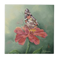 0461 gemalte Dame Butterfly auf Zinnia