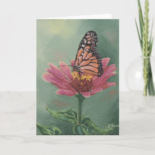 0465 Monarch Butterfly auf Zinnia Grußkarte Karte