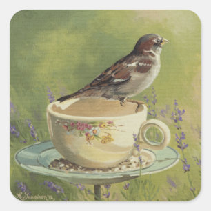 0470 Sparrow Quadratischer Aufkleber