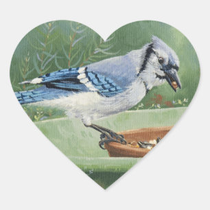 0481 Blue Jay am Einspeisestand Herz-Aufkleber