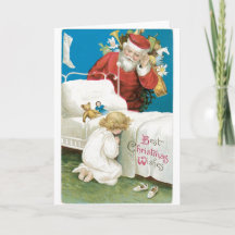 048 Carte de Noël Vintage Prier du Père Noël
