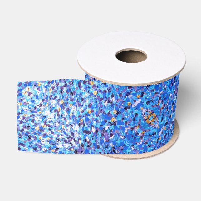 049 Blauer und Goldband Ripsband (Spule)
