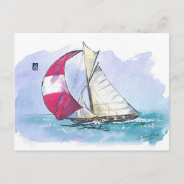 (049) Racing Sloop Sailboat Postkarte