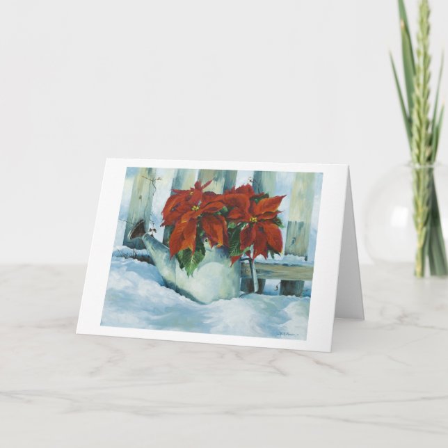0525 Poinsettia dans l'arrosage Carte de vacances (Devant)