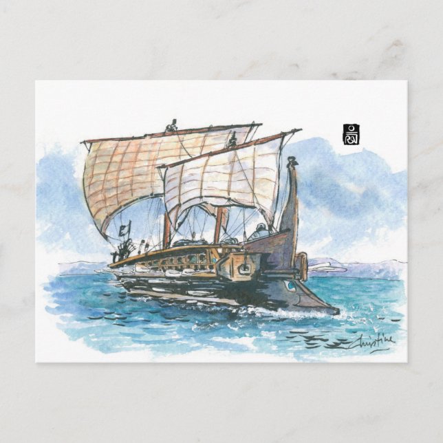 (052) Altgriechisches Tireme Postkarte (Vorderseite)