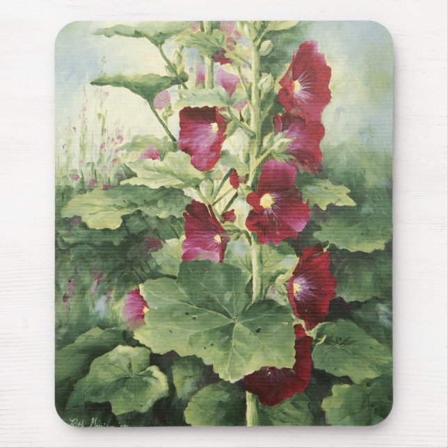 0536 Burgund Hollyhocks Mousepad (Vorne)