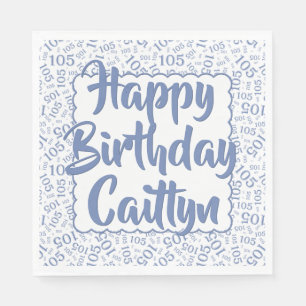 05 Birthday Number Pattern Scallops Blue/White Serviette