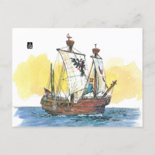 (066) Lisa von Lubeck Mittelalterliche Karawelle Postkarte