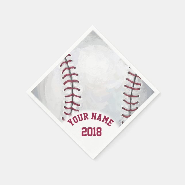06 von 12 Black and Red Baseball Themed Napkins Serviette (Ecke)
