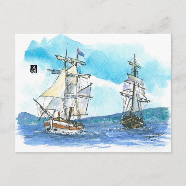 (073) Lady Nelson & WindwardBound Sailboats Postkarte (Vorderseite)