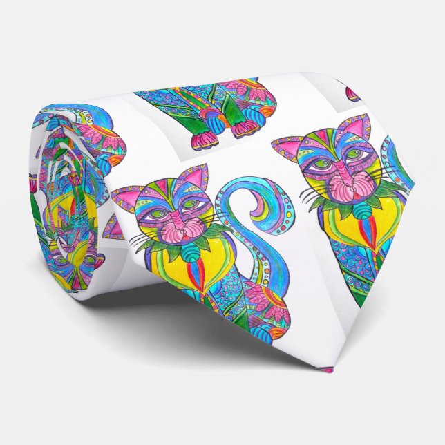 074 - Alebrije Cat Krawatte (Gerollt)
