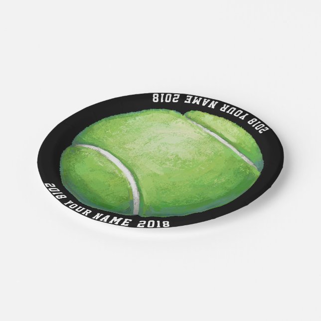 08 von 12 Tennis Ball Custom Party Plate Pappteller (Schrägansicht)