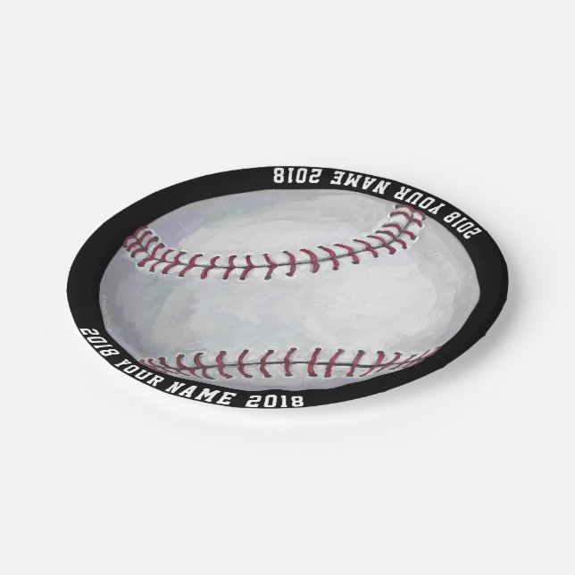08of12 Baseball Custom Party Plate Pappteller (Schrägansicht)