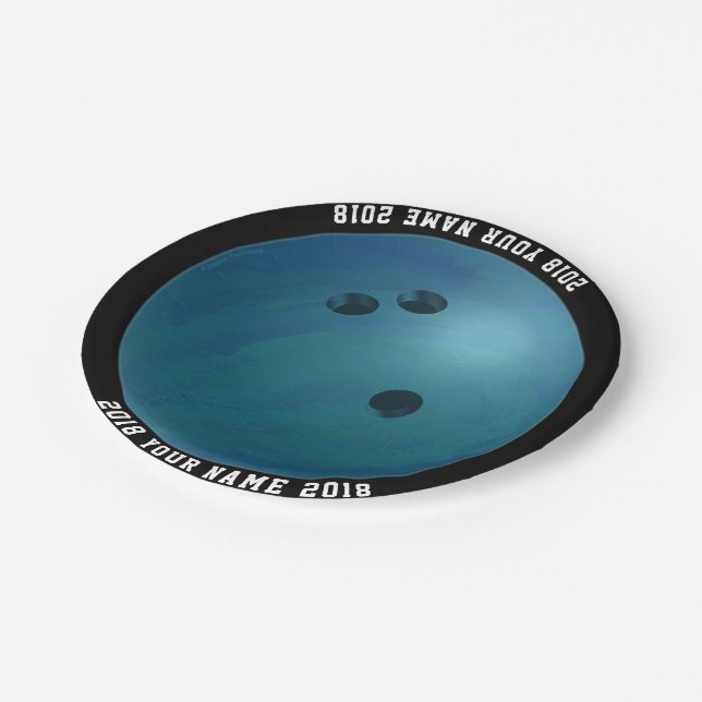 08of12 Bowling Ball Custom Party Plate Pappteller (Schrägansicht)