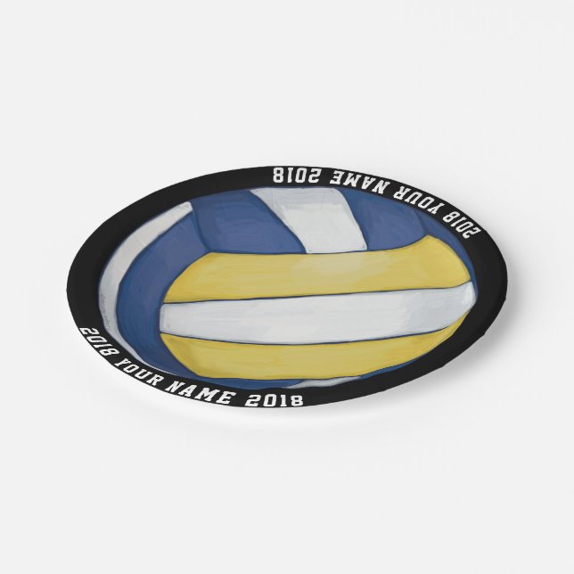 08of12 Volleyballl Custom Party Plate Pappteller (Schrägansicht)
