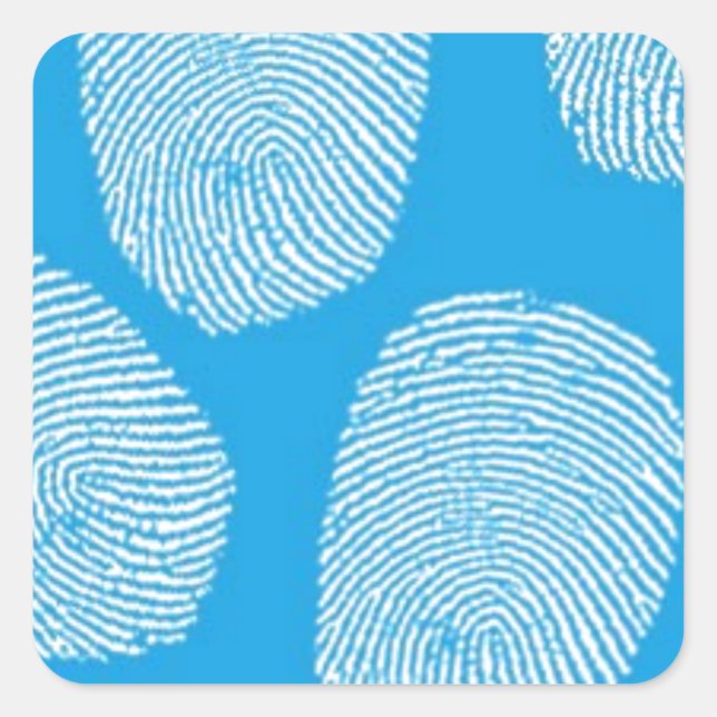 090906-investigation BLUE FINGERPRINTS DETECTIVE Quadratischer Aufkleber (Vorderseite)