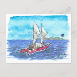 (095) Traditionelles Waka Sailboat Postkarte