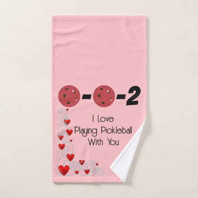 0-0-2 J'Aime Jouer Au Pickleball Avec Vous Valenti (Serviette à main)