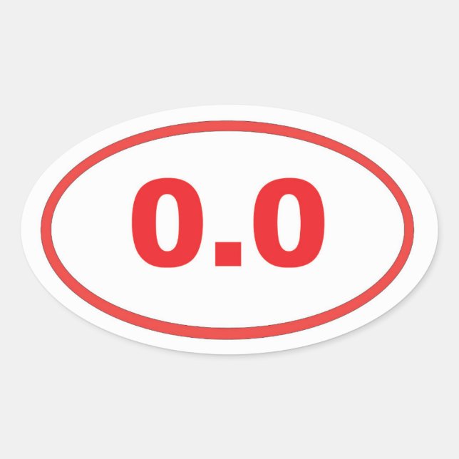 0,0 Rot Ovaler Aufkleber (Vorderseite)