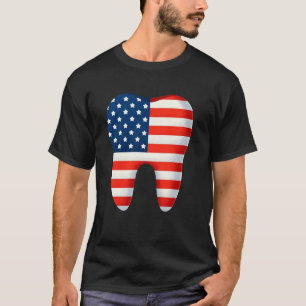 0 4. Juli Amerikanischer Zahnarzt Zähne US-Flagge T-Shirt