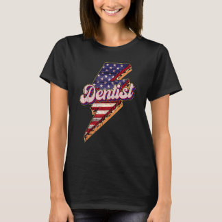 0 Blitz Patriotischer Zahnarzt Amerikanische Flagg T-Shirt