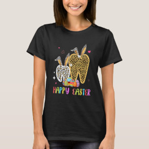 0 Frohe Ostern Süßer Leopard Hase Zahn Ostern Ei T-Shirt