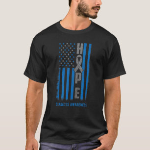 0 Grau und Blaues Band Hoffnung Usa Flagge Diabete T-Shirt