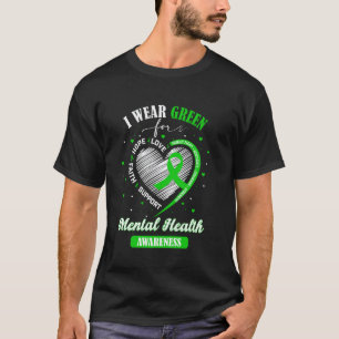 0 Herz Ich trage Grün für das Bewusstsein für psyc T-Shirt