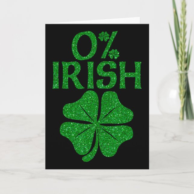 0% Irisches Kleeblatt Glücksbringer St Patricks Karte (Vorderseite)