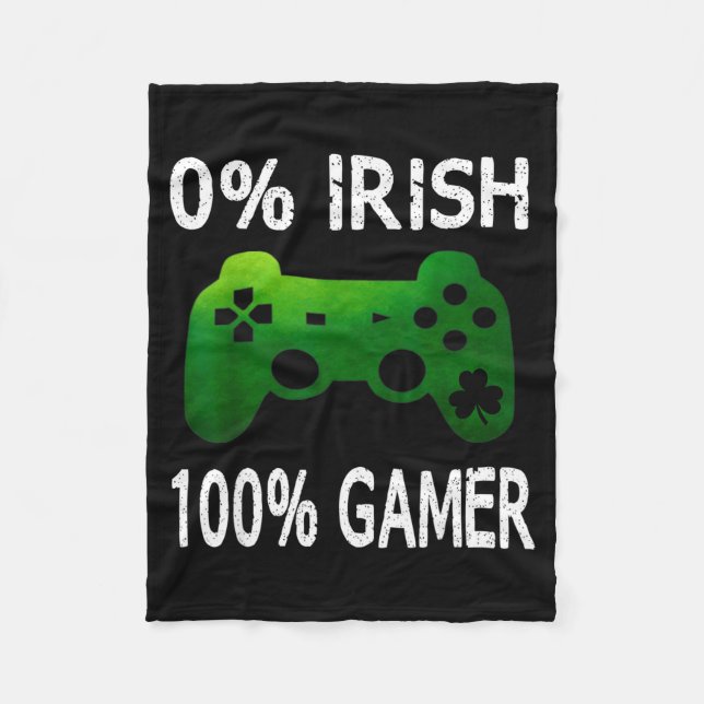 0% Irish 100% Gamer Funny St Patricks Day Video Ga Fleecedecke (Vorderseite)
