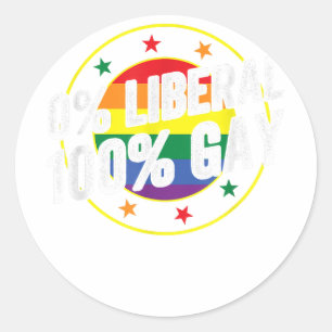 0 Liberal 100 Gay LGBT Design für Konservative Runder Aufkleber