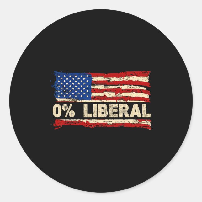 0% Liberal Zero Percent Liberal Republican Flag  Runder Aufkleber (Vorderseite)