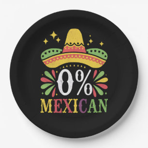 0% Mexikanisch Null Prozent Lustig Cinco De Mayo Pappteller