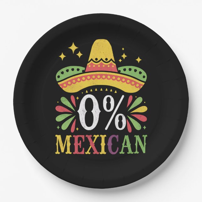 0 % mexikanische Null Prozent Funny Cinco De Mayo Pappteller (Vorderseite)
