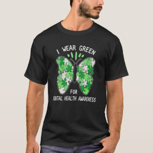 0 Puzzle Schmetterling Ich trage Grün für psychisc T-Shirt
