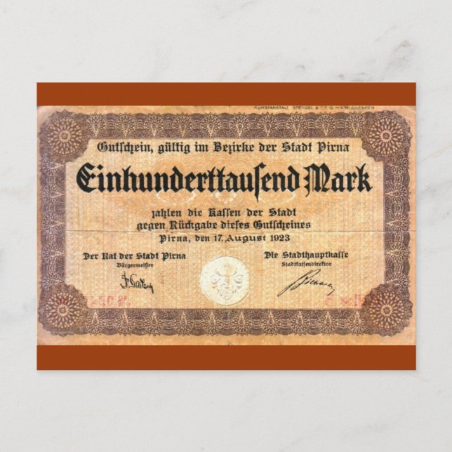 100000 Mark Postkarte (Vorderseite)