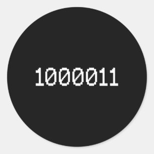 1000011 Binärcode für 67 Lustiger Tech-Meme Comput Runder Aufkleber