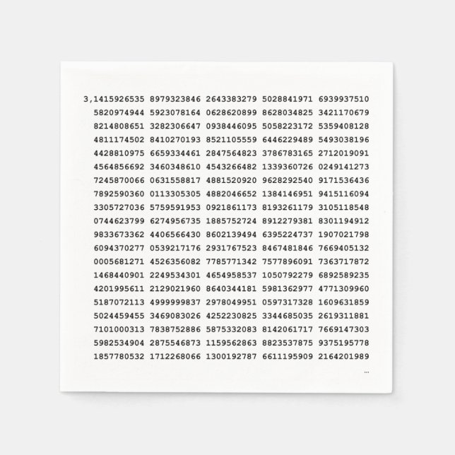 1000 erste Ziffern i-Nummer | Mathematisches Symbo Serviette (Vorderseite)