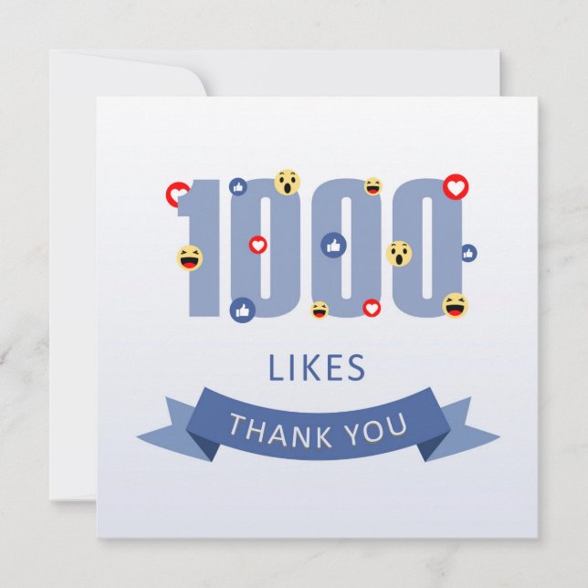 1000 Gleiche danken Ihnen mit emoji und Herzen Dankeskarte (Vorderseite)