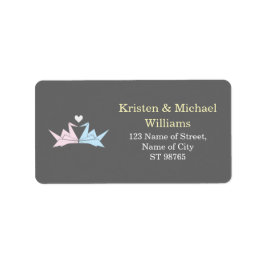 1000 Hanging Origami Paper Cranes Wedding (grau) Adressaufkleber