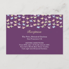 1000 Hanging Origami Paper Cranes Wedding (Lila) Begleitkarte