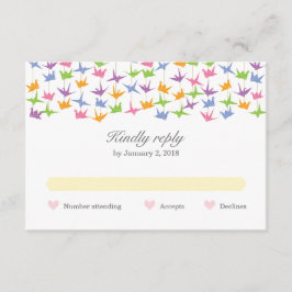 1000 Hanging Origami Paper Cranes Wedding RSVP Karte