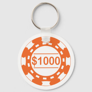 $1000 Kasino-Chip-Orangen-Schlüsselanhänger Schlüsselanhänger