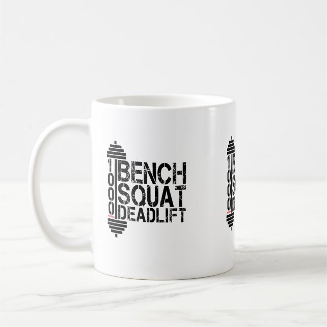 1000 lbs Bank-Hocke Deadlift Powerlift Fitness- Kaffeetasse (Links)