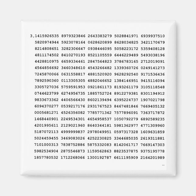 1000 Pi-Nummer| mathematisches Symbol Magnet (Vorne)