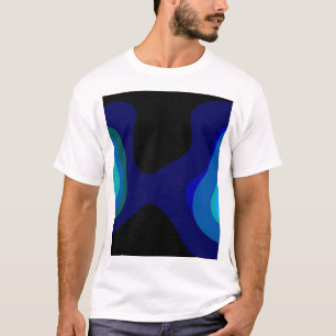 1007 Abstrakte Schwarz-Blau-Kunst T-Shirt