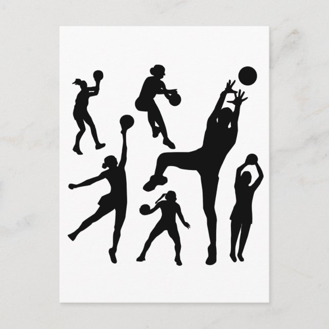 10097-netball-Silhouette-Vektor SPORTS NET BALL PE Postkarte (Vorderseite)