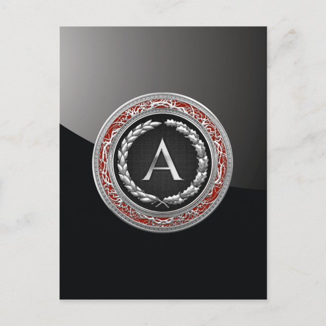 [100] "A" Vintage Silber-Monogramm Postkarte (Vorderseite)
