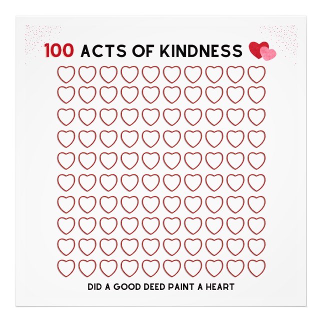 100 AKTE KINDNESS, GUTE Taten, AUFGABE FÜR EIN KIN Fotodruck (Vorne)