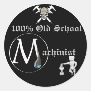 100% alte Schulmaschinistaufkleber Runder Aufkleber